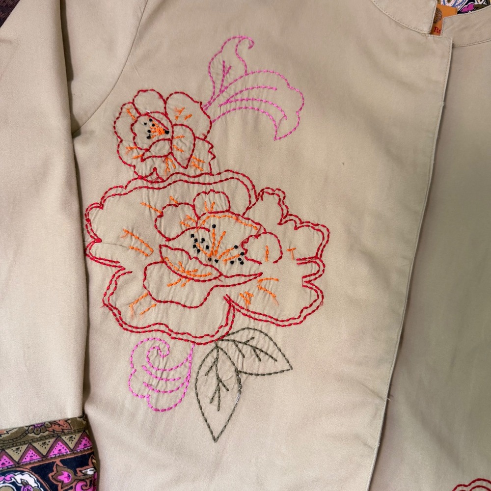 Ruby Rd Boho Floral Embroidered Artsy Cotton Twill Jacket (18) Paisley Cottage - Picture 2 of 16